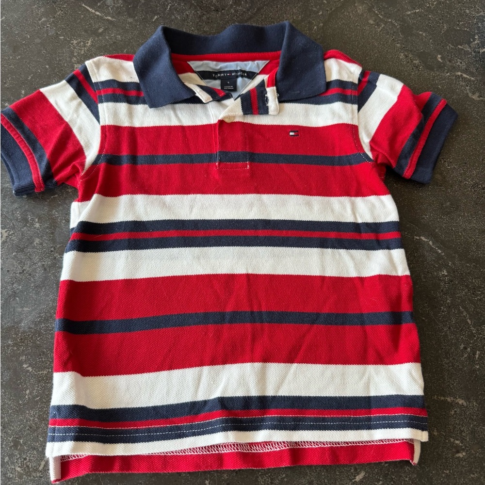 Tommy Hilfiger Kids Red Striped Polo Shirt
